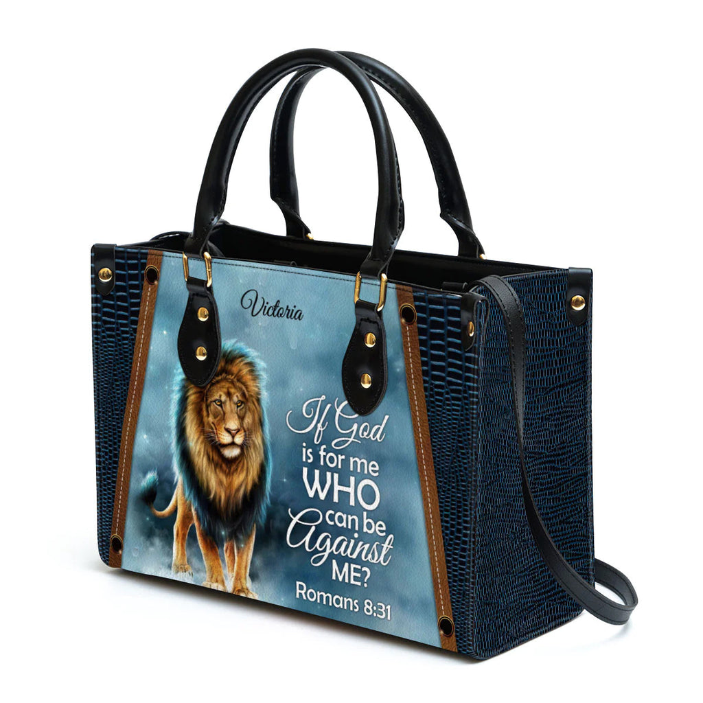 Romans 8:31 Personalized Leather Tote Bag