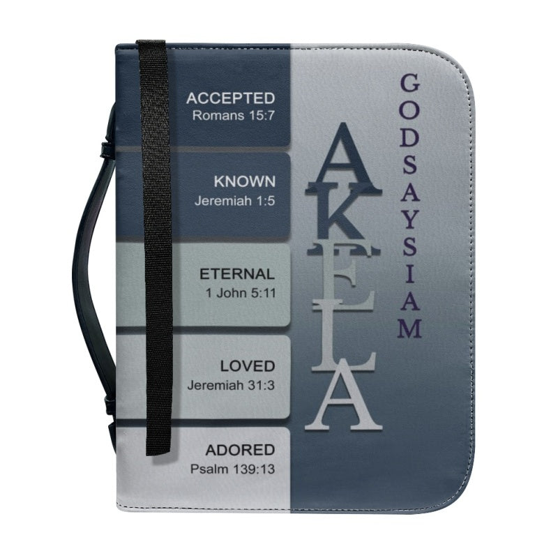 Personalized Silver Blue Name Meaning Bible Cover