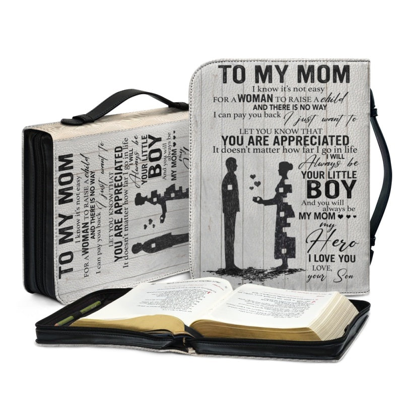 Personalized To My Mom Leather Bible Cover