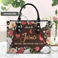 Jesus The Way Cardinal Floral Leather Tote Bag