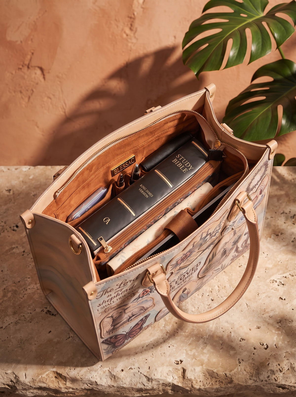 John 3:16 Applique Leather Handbag