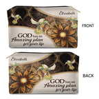 God Has An Amazing Plan Leather Cosmetic Bag