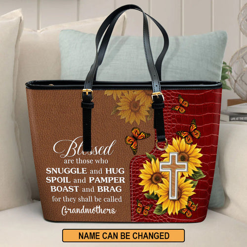 Blessed Personalized Christian Leather Tote Bag