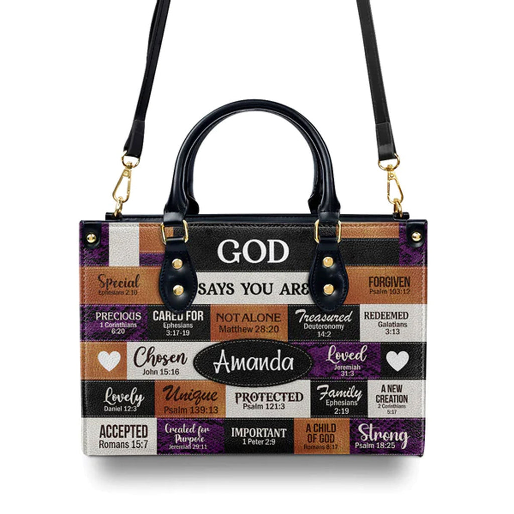 God Says You Are Personalized Leather Tote Bag