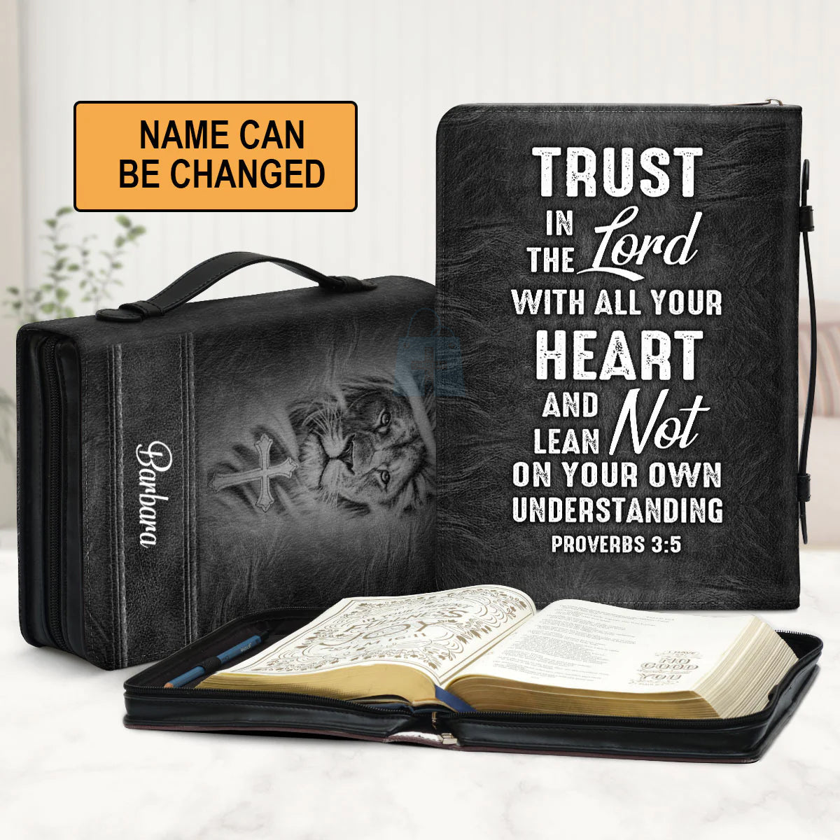 Personalized Proverbs 3:5 Scripture Bible Cover