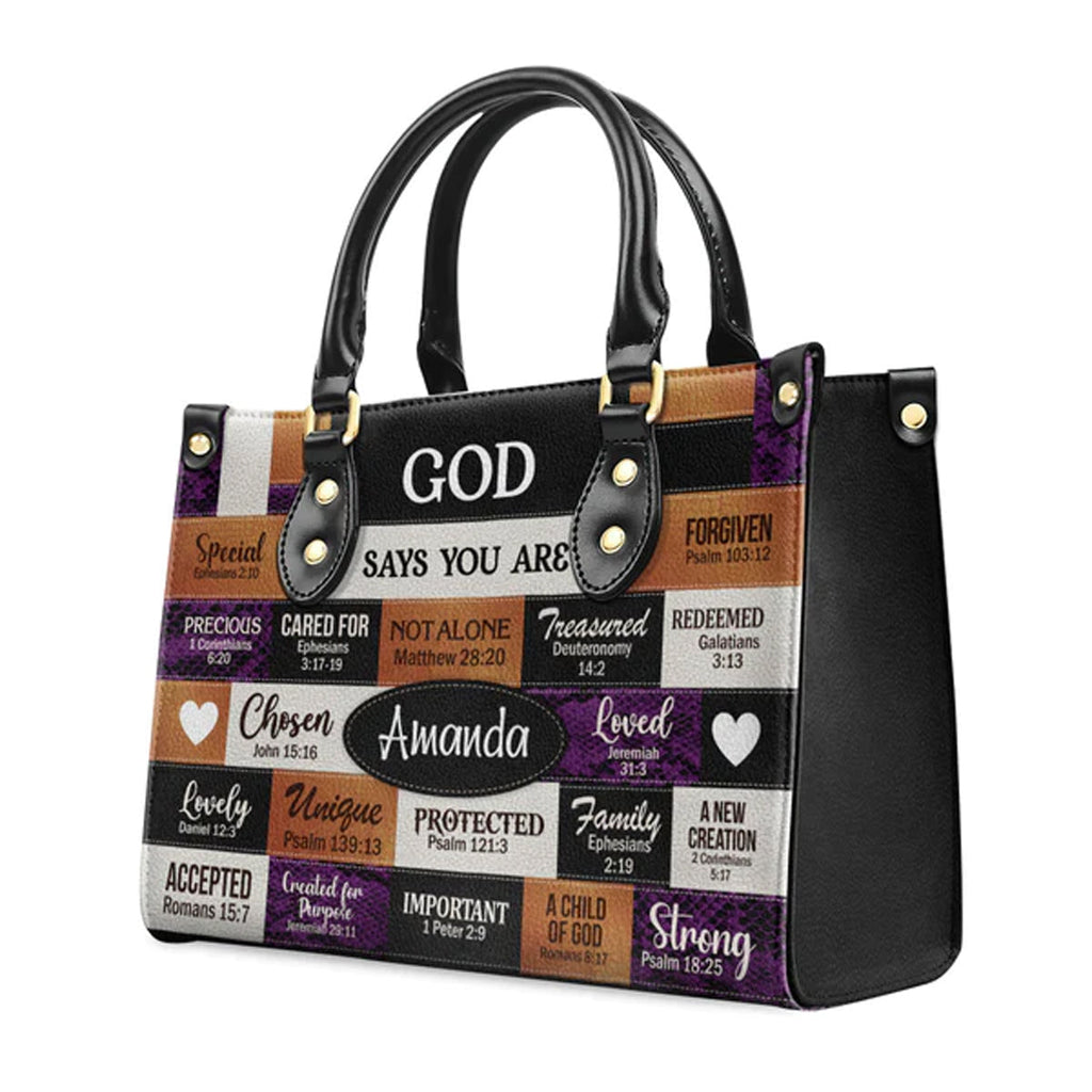God Says You Are Personalized Leather Tote Bag