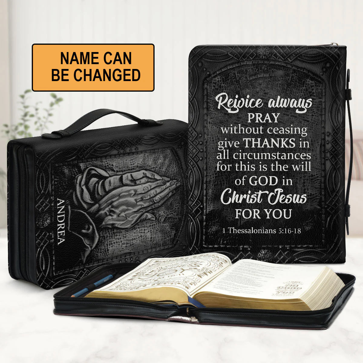 Personalized Praying Hands Bible Cover Case