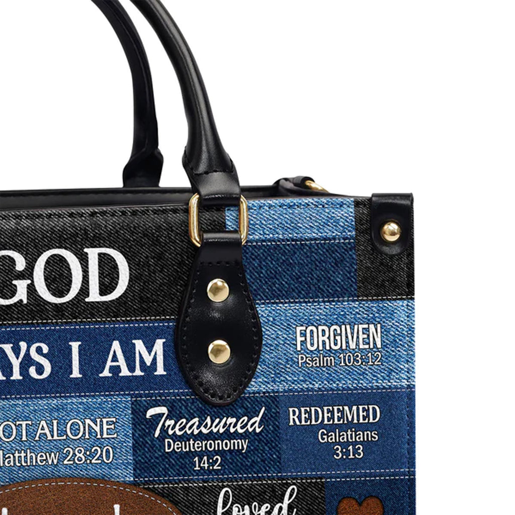 God Says I Am Strong Personalized Leather Tote Bag