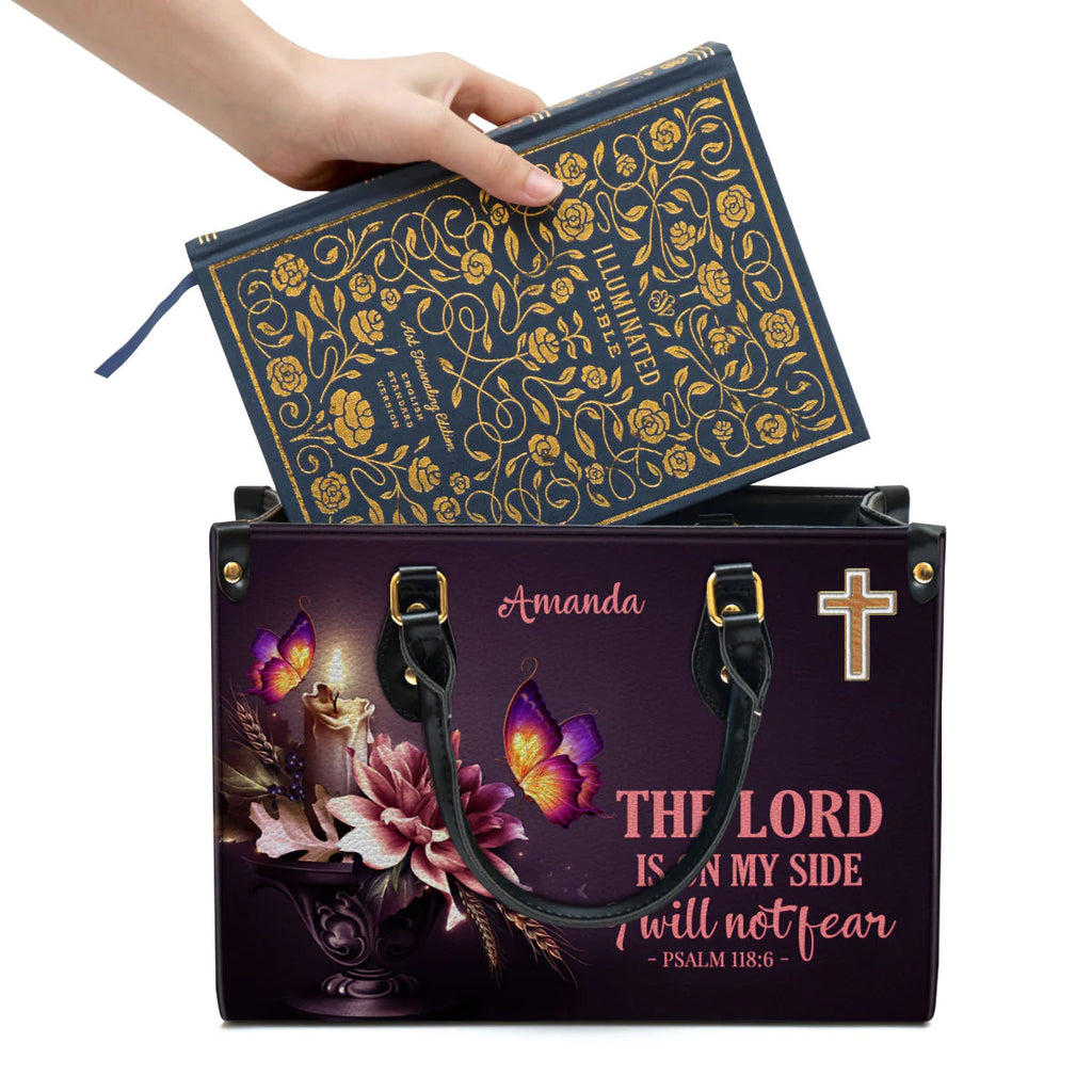 Psalm 118:6 Custom Christian Leather Tote Bag