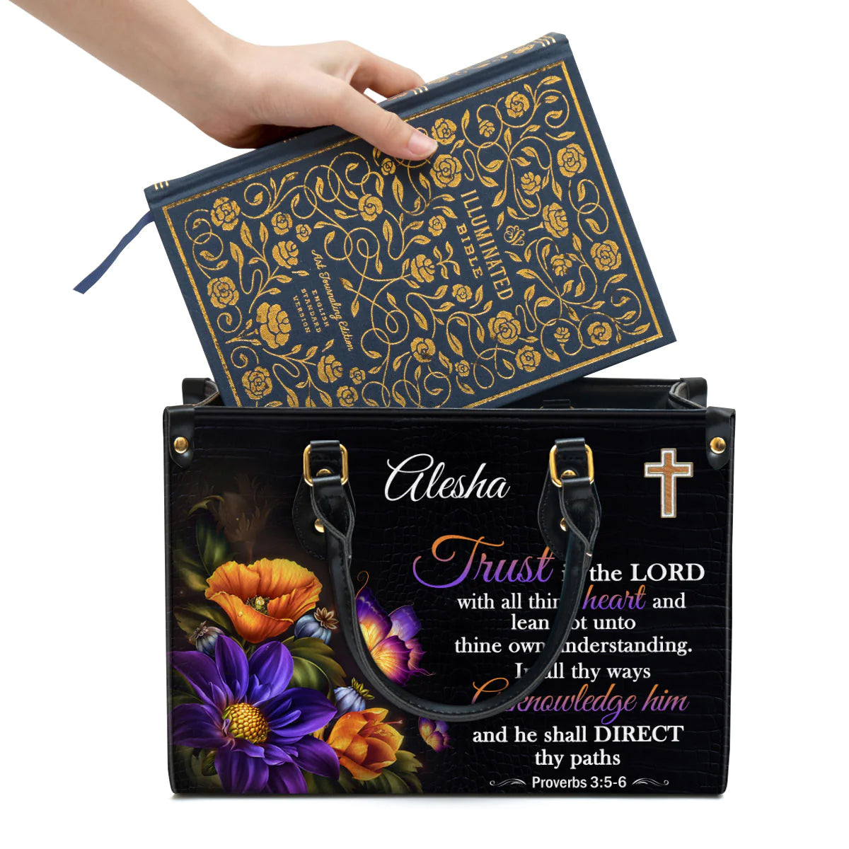 Trust in the Lord Personalized Leather Tote Bag