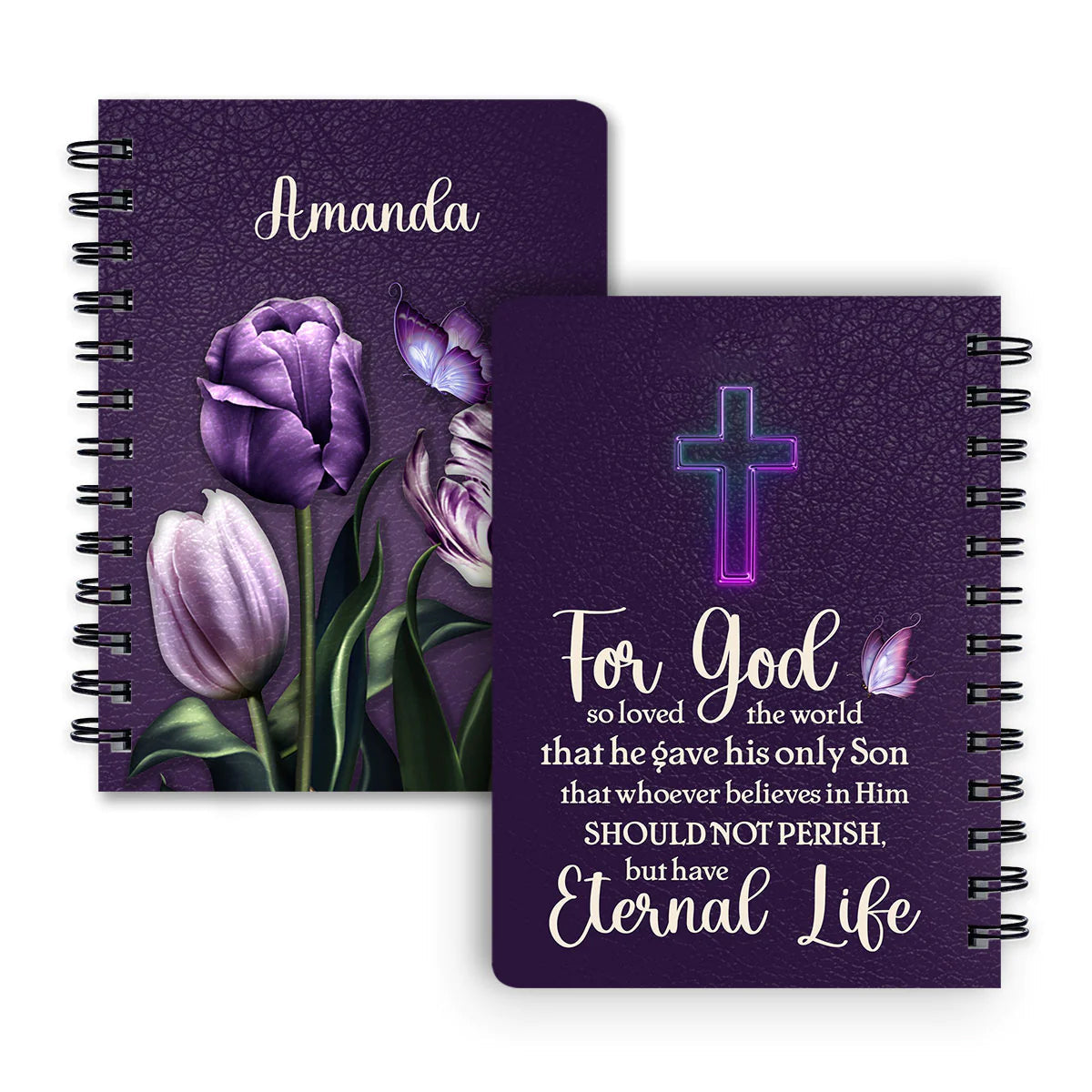 Personalized "For God So Loved The World" Spiral Journal