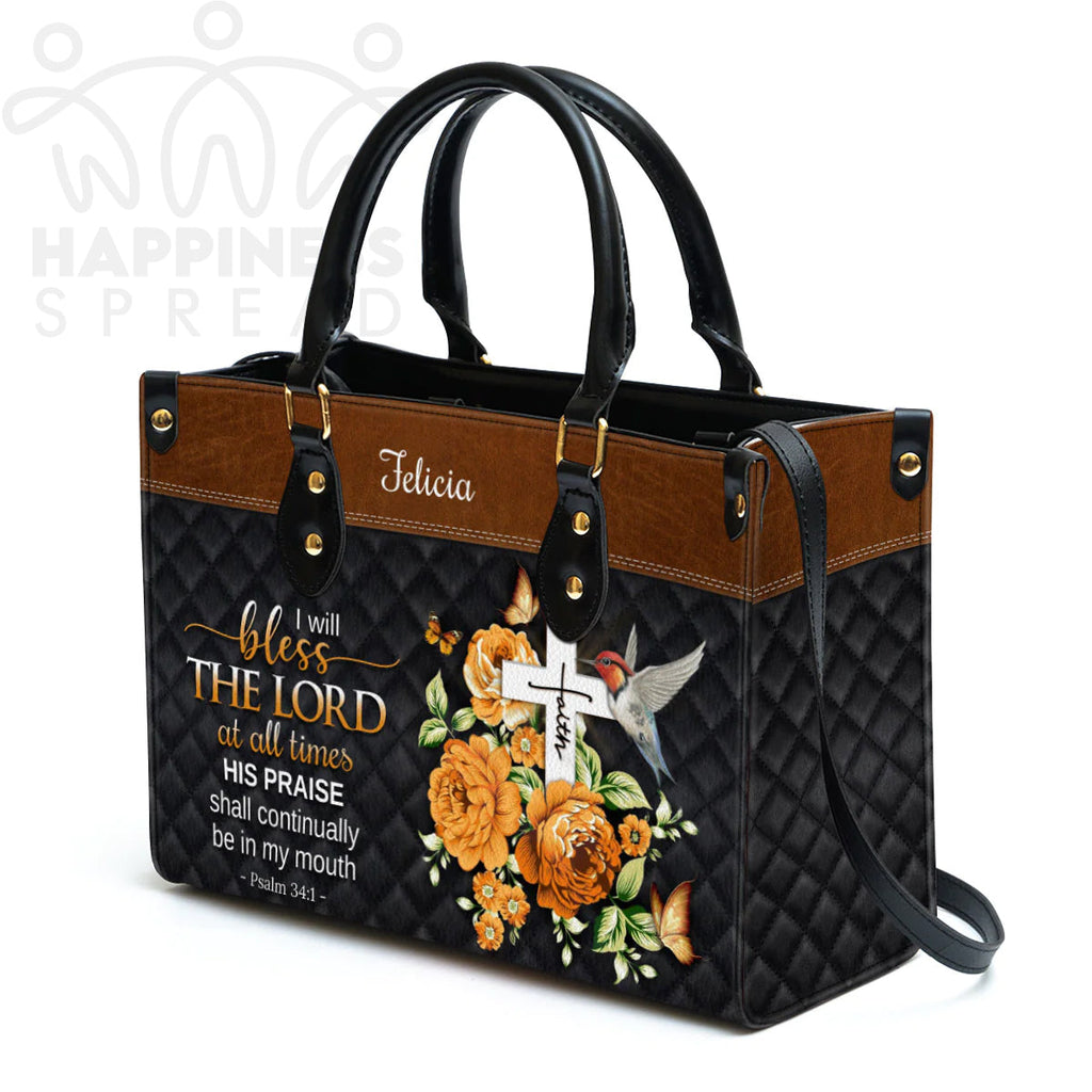 Personalized Bless The Lord Leather Tote Bag