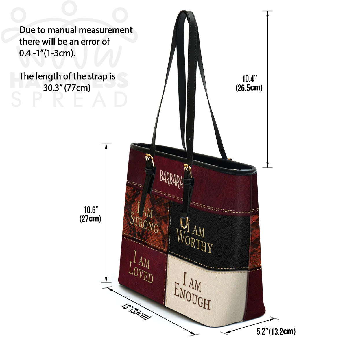 Personalized 'I Am Strong' Christian Leather Tote