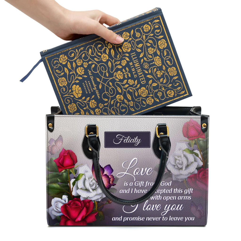 Love Is A Gift From God Personalized Leather Tote