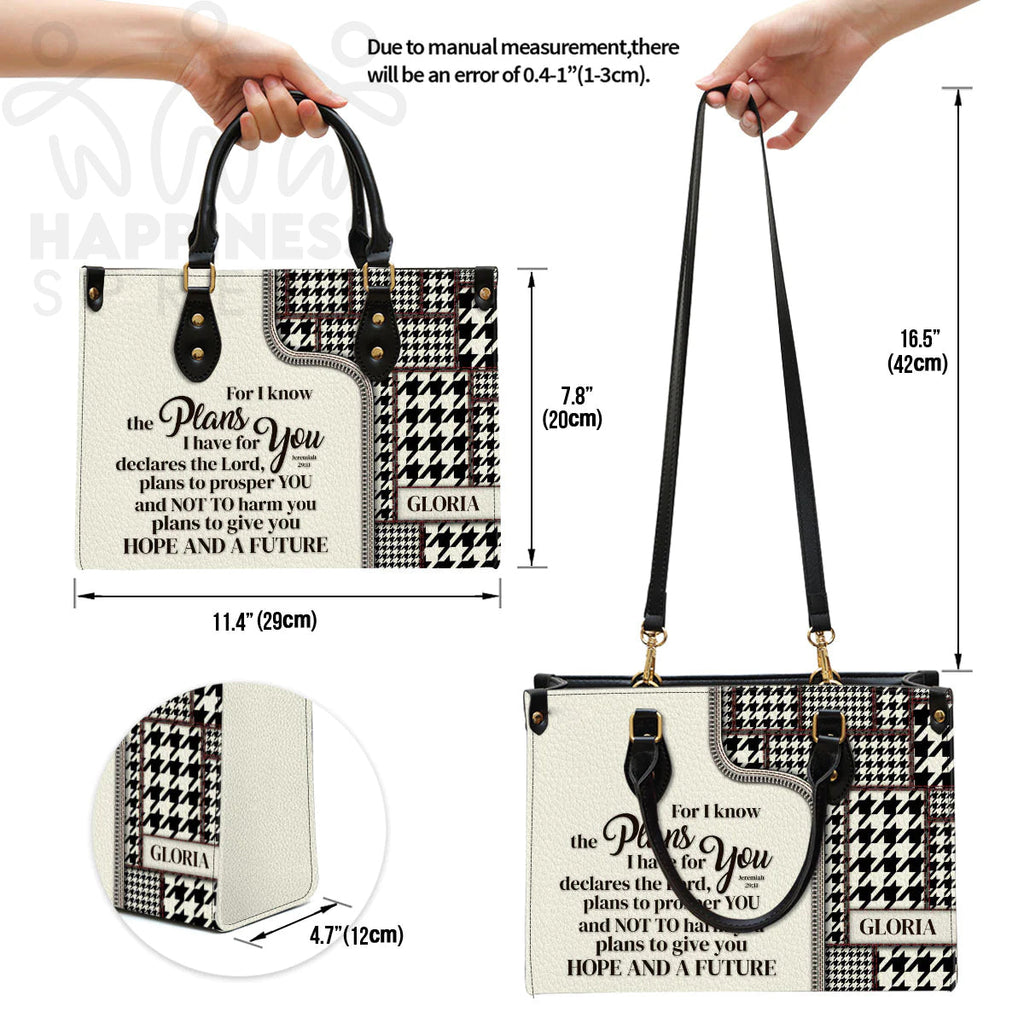 Personalized Jeremiah 29:11 Leather Tote Bag