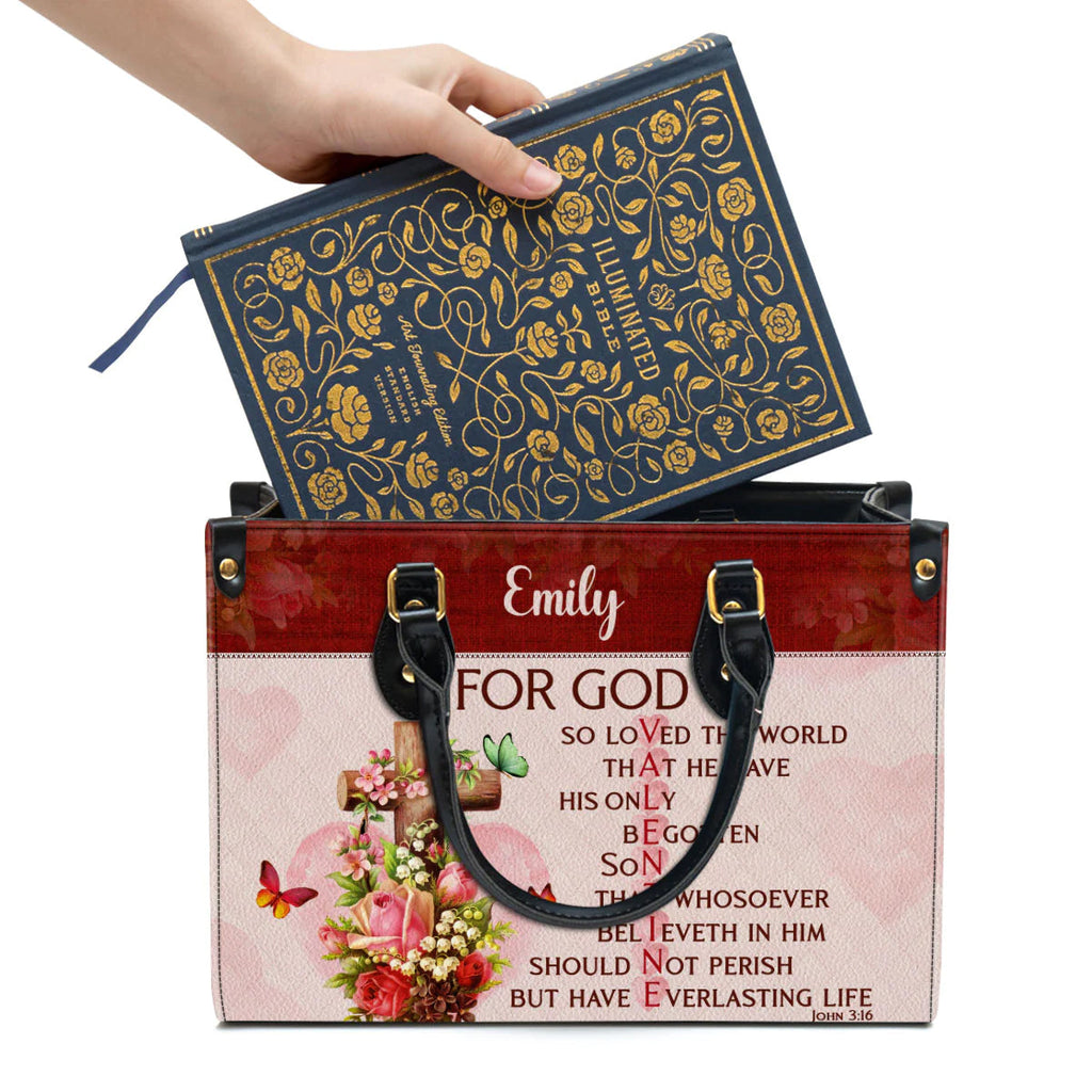 For God So Loved The World Leather Tote Bag