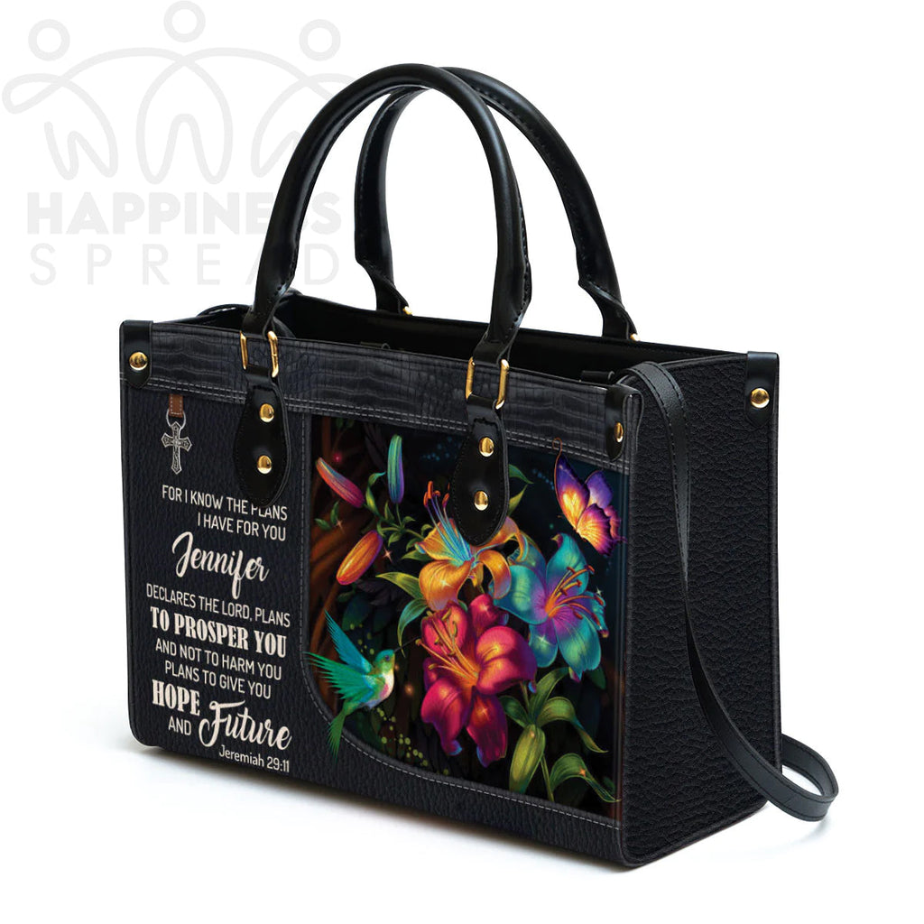Personalized I Know The Plans Leather Handbag