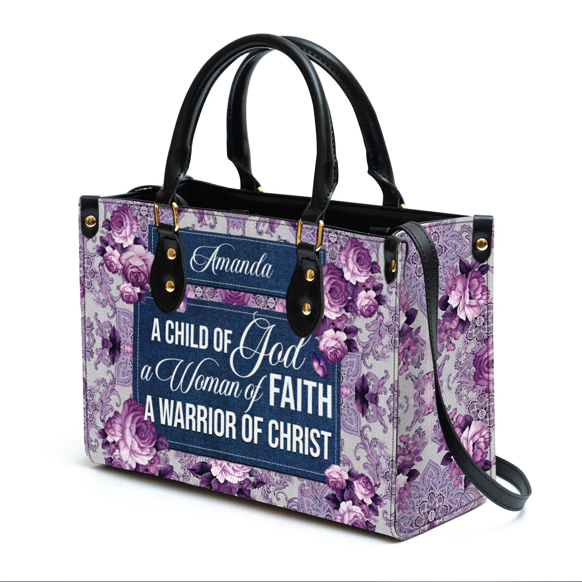 A Child of God Woman of Faith Leather Tote Bag