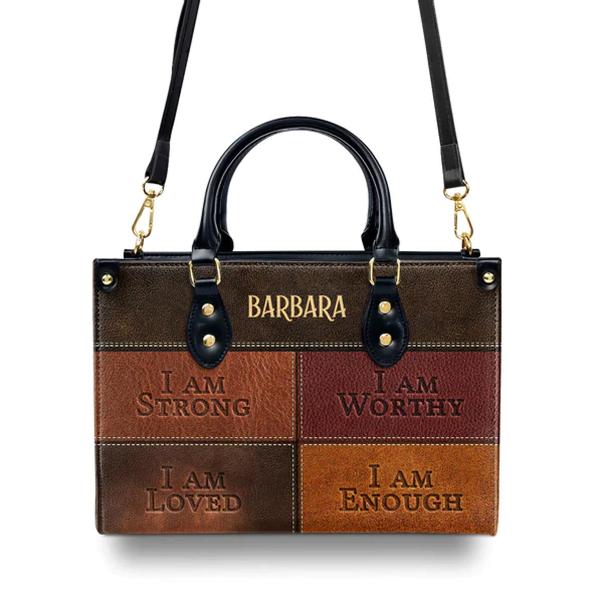 I Am Strong I Am Loved Personalized Leather Tote
