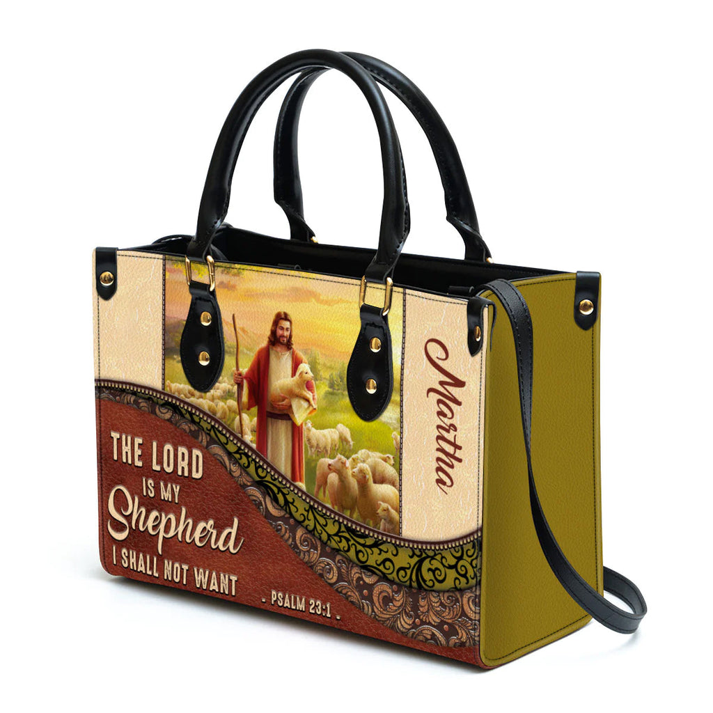 Psalm 23:1 Personalized Leather Tote Bag