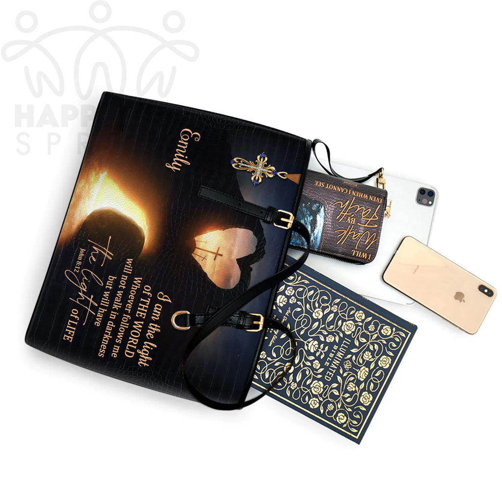 Personalized Light of the World Leather Handbag