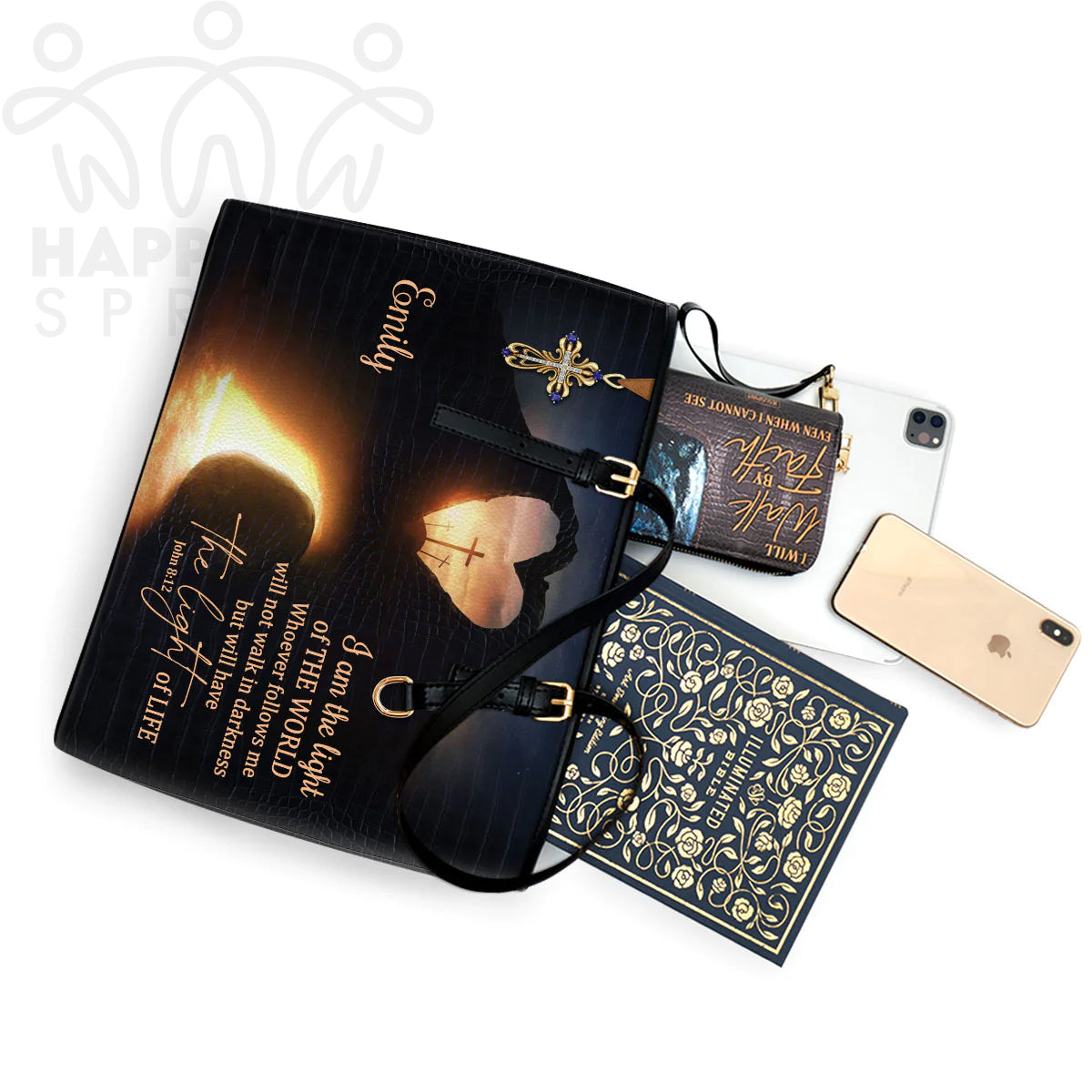 Personalized Light of the World Leather Handbag