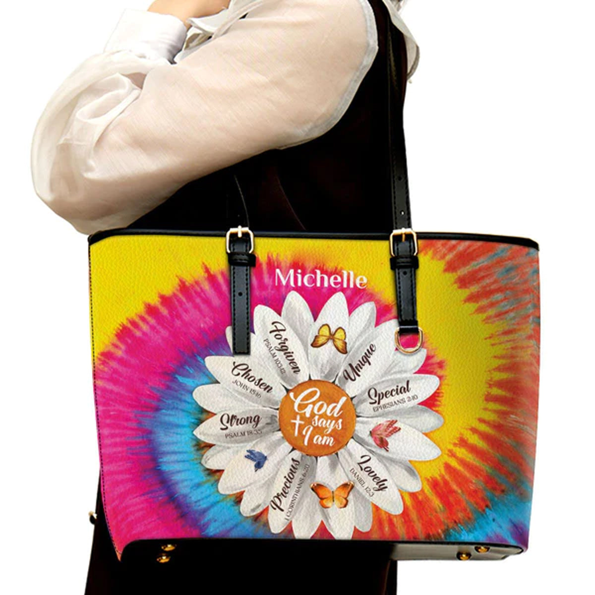God Says You Are Personalized Leather Tote Bag