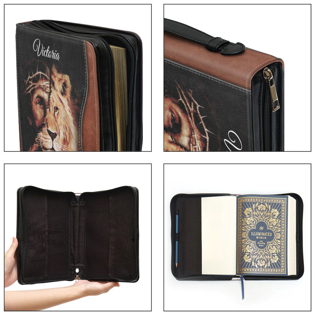 Personalized Lion & Jesus Bible Cover