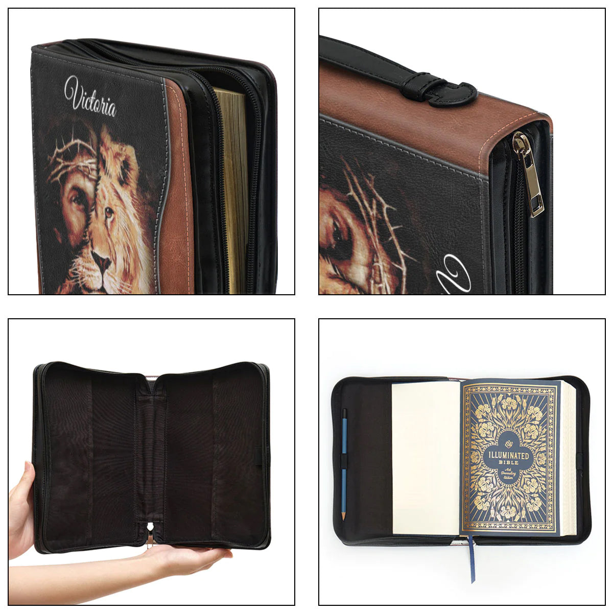 Personalized Lion & Jesus Bible Cover