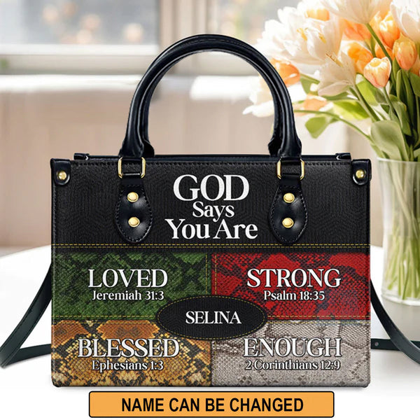 God Says You Are Personalized Leather Tote Bag