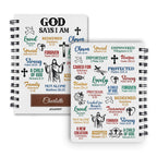 Personalized "God Says I Am" Christian Spiral Journal