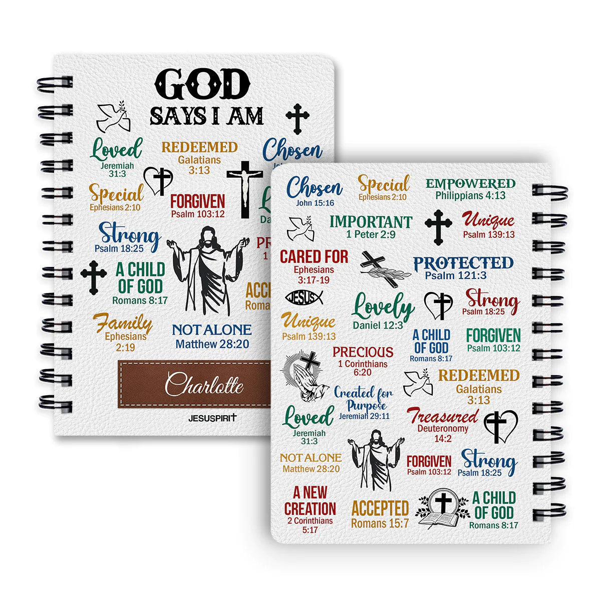 Personalized "God Says I Am" Christian Spiral Journal