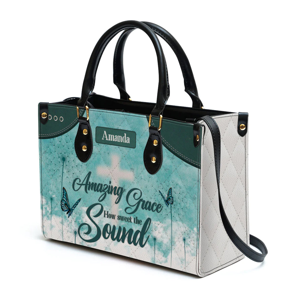 Amazing Grace Personalized Leather Tote Bag