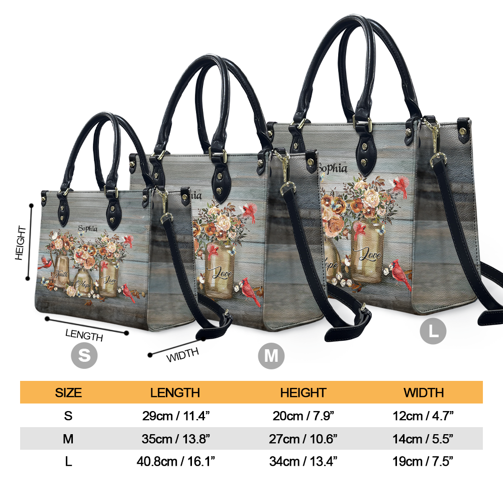 Personalized Faith Hope Love Leather Handbag