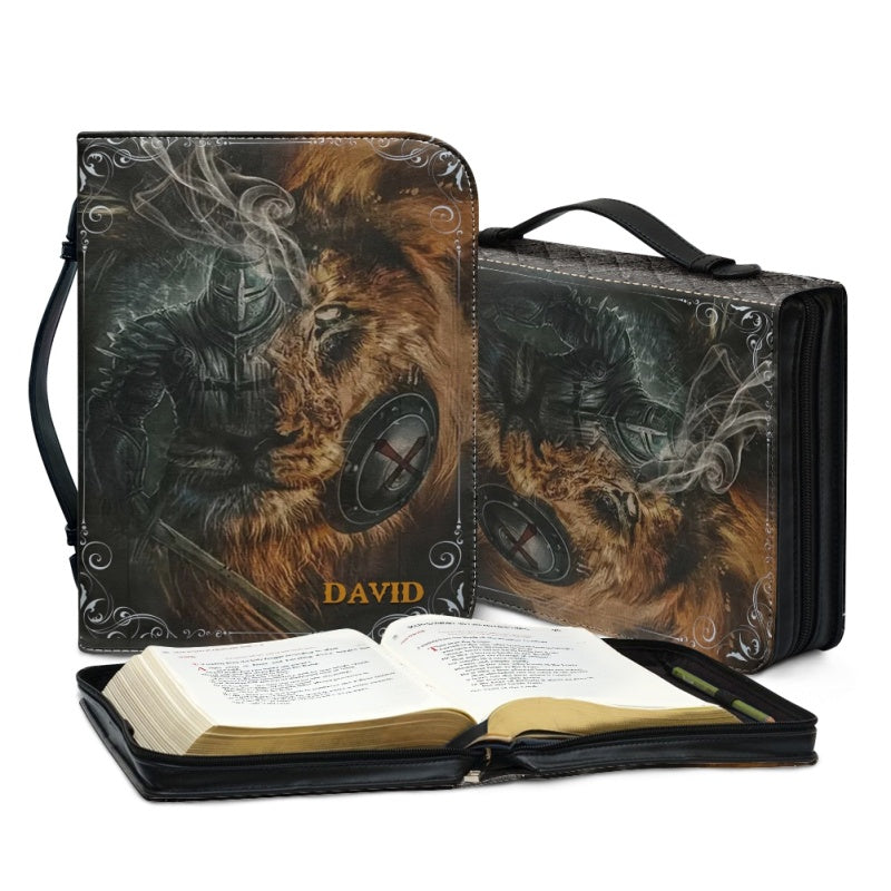Personalized Power in Jesus Name Lion Bible Cover