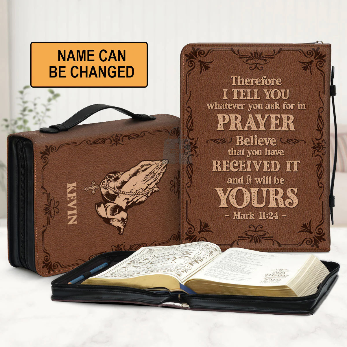 Personalized Praying Hands Bible Cover