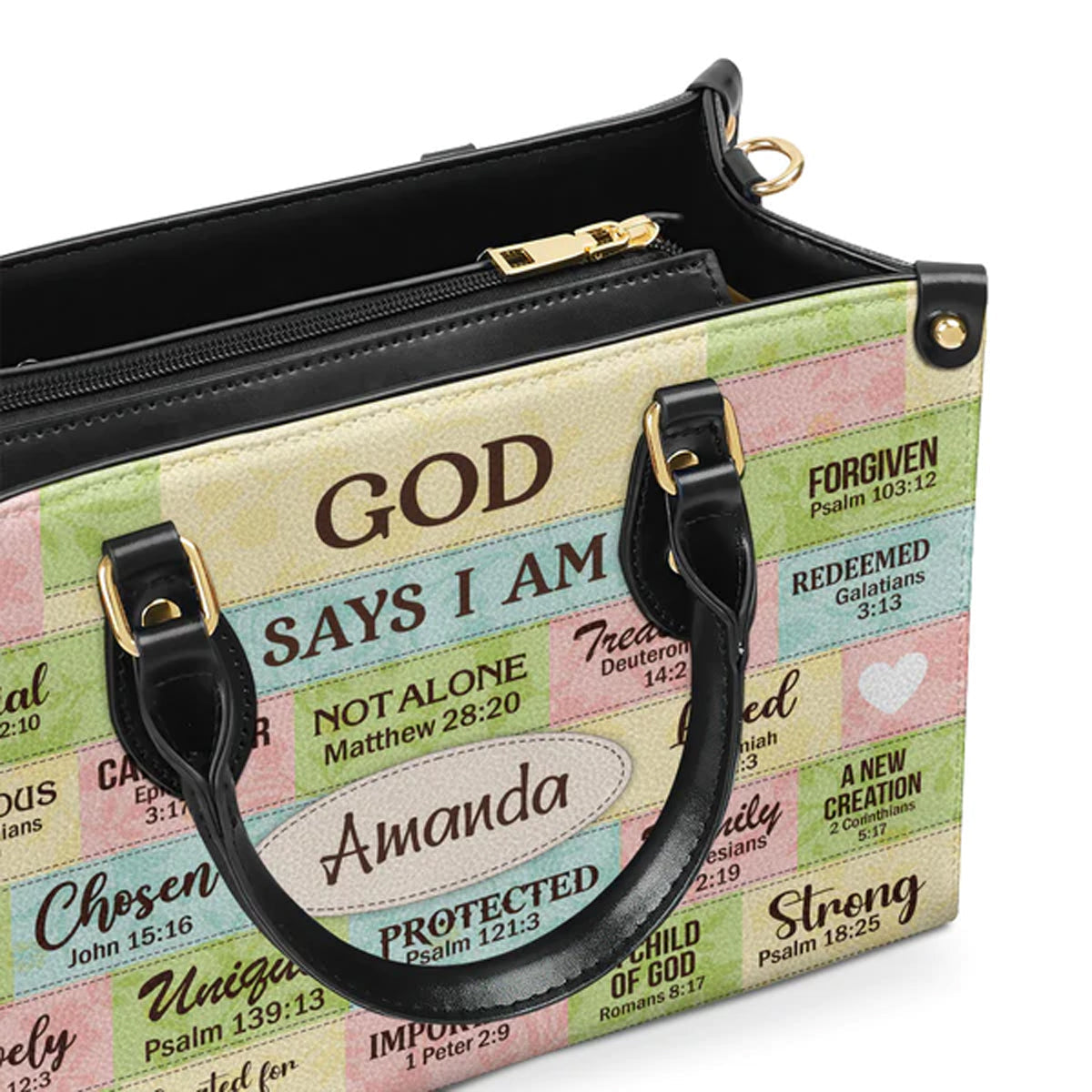 God Says I Am Personalized Leather Tote Bag