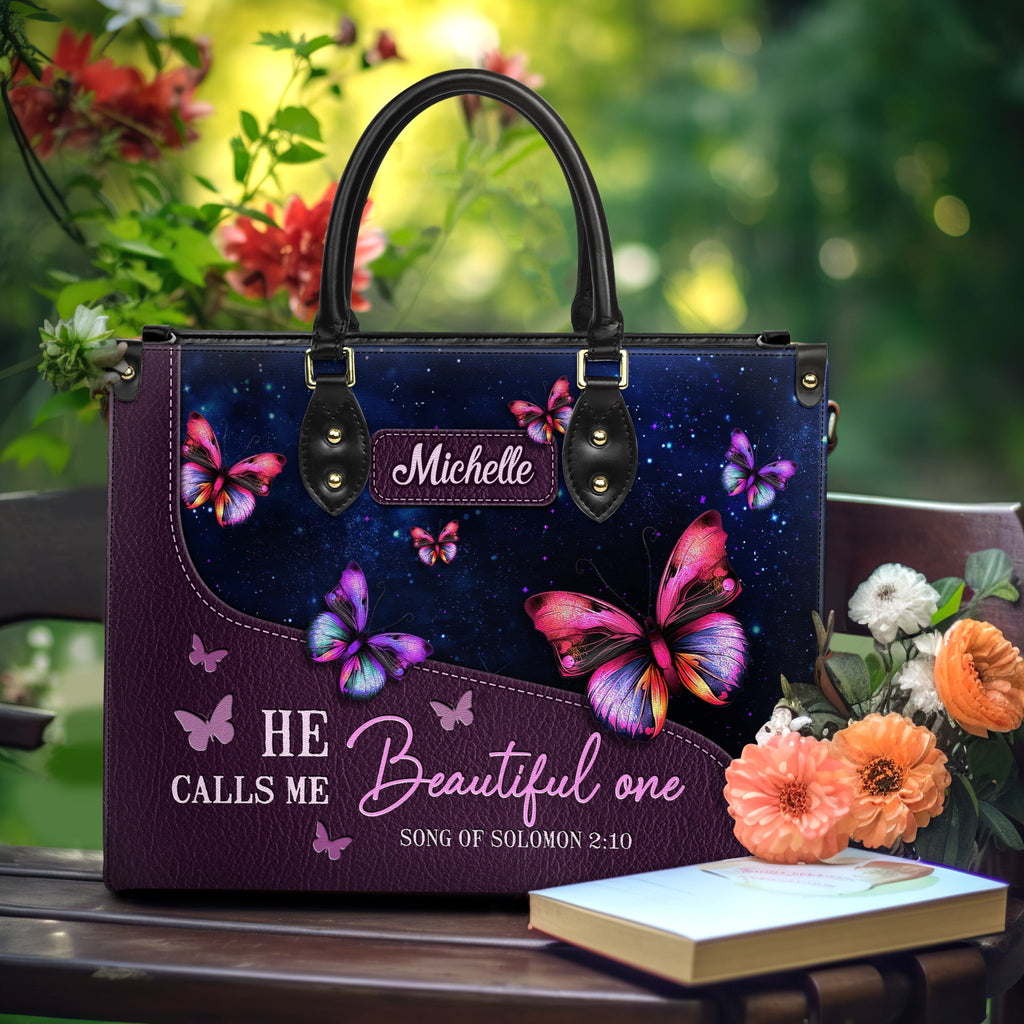 Song of Solomon 2:10 Butterfly Leather Handbag