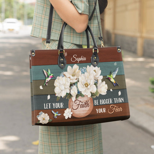 Faith Over Fear Hummingbird Leather Handbag