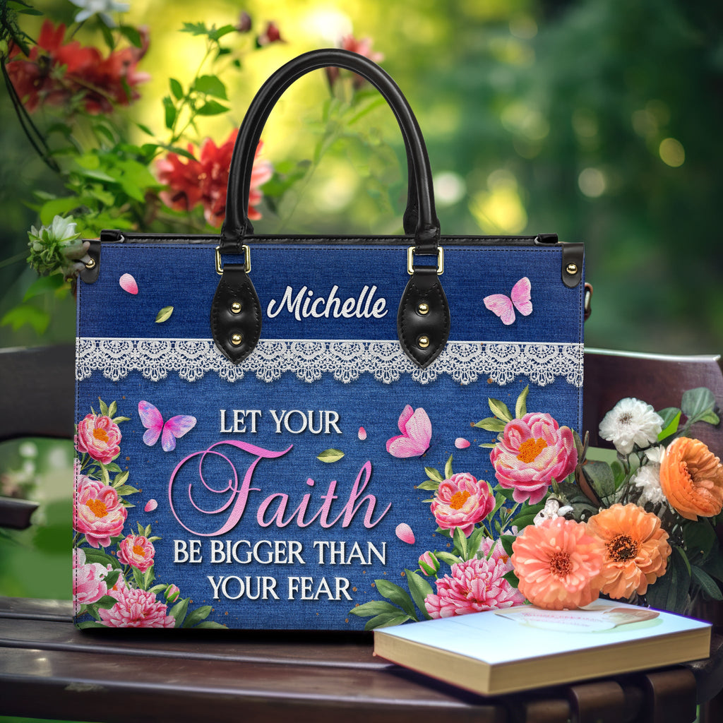 Faith Over Fear Butterfly Leather Handbag