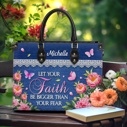 Faith Over Fear Butterfly Leather Handbag