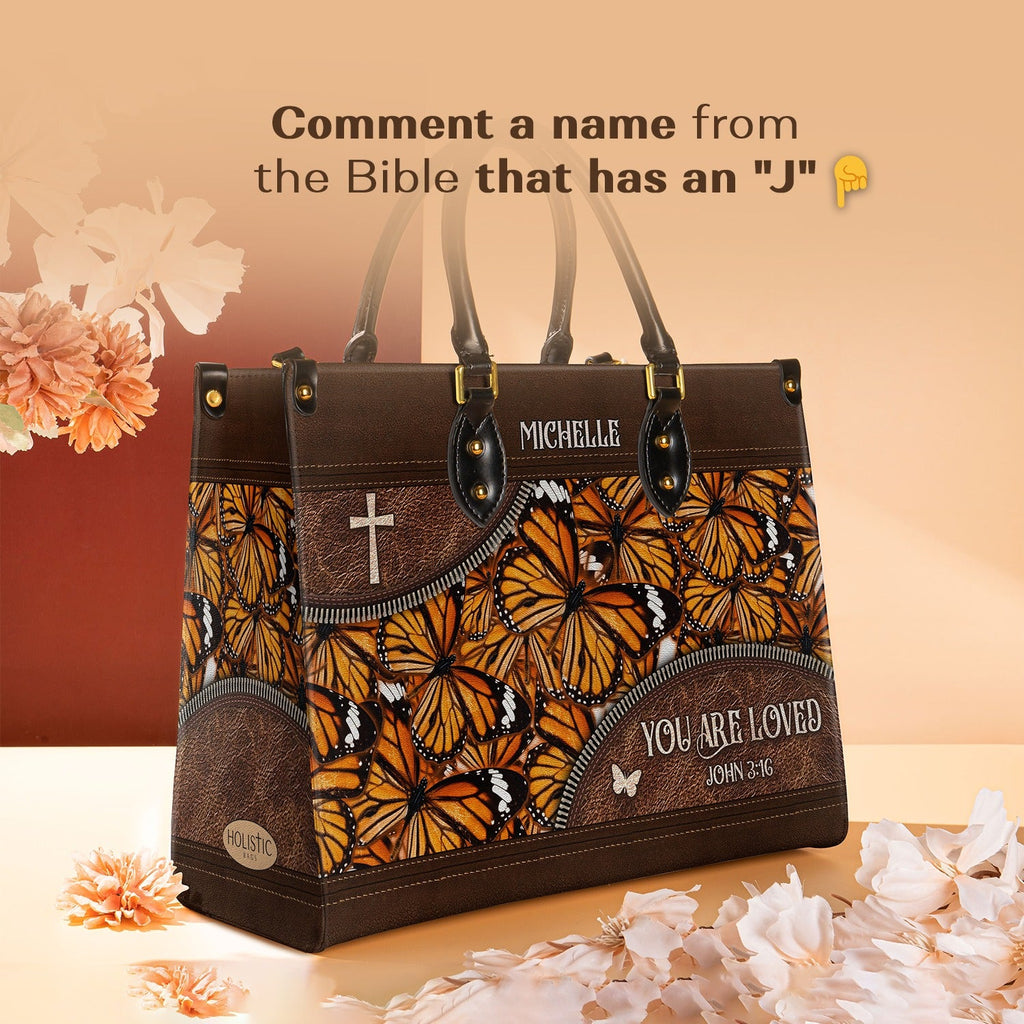 You Are Loved John 3:16 Butterfly Handbag