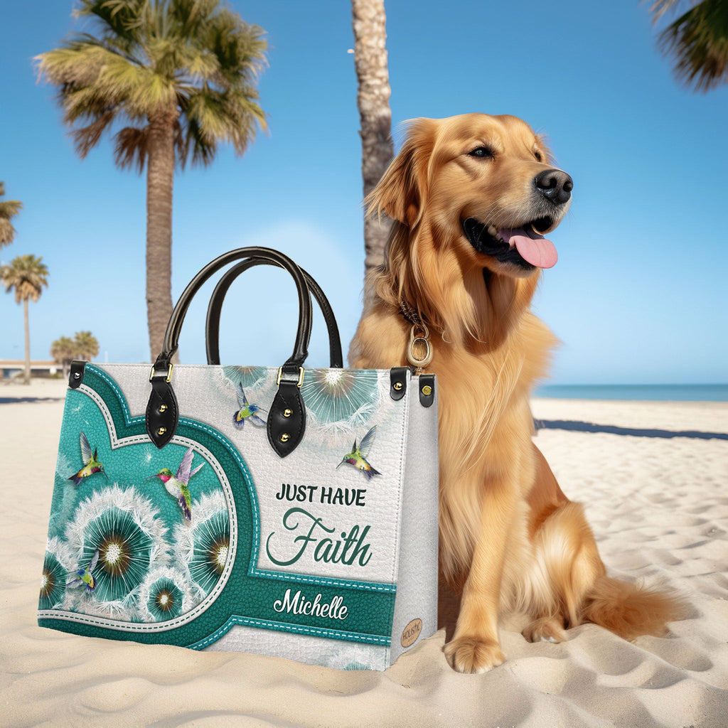 Just Have Faith Hummingbird Leather Handbag