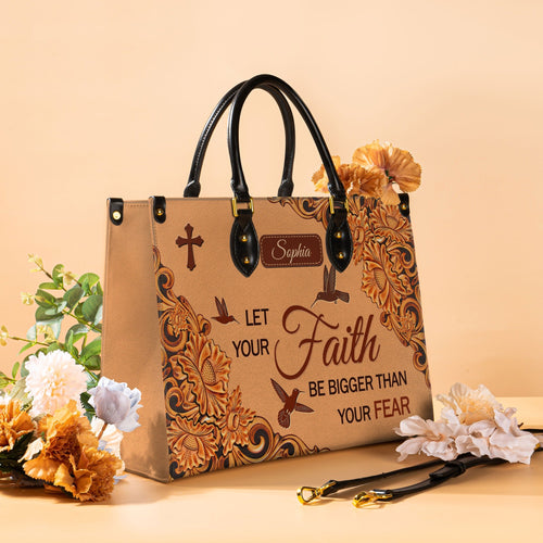 Faith Over Fear Hummingbird Leather Handbag