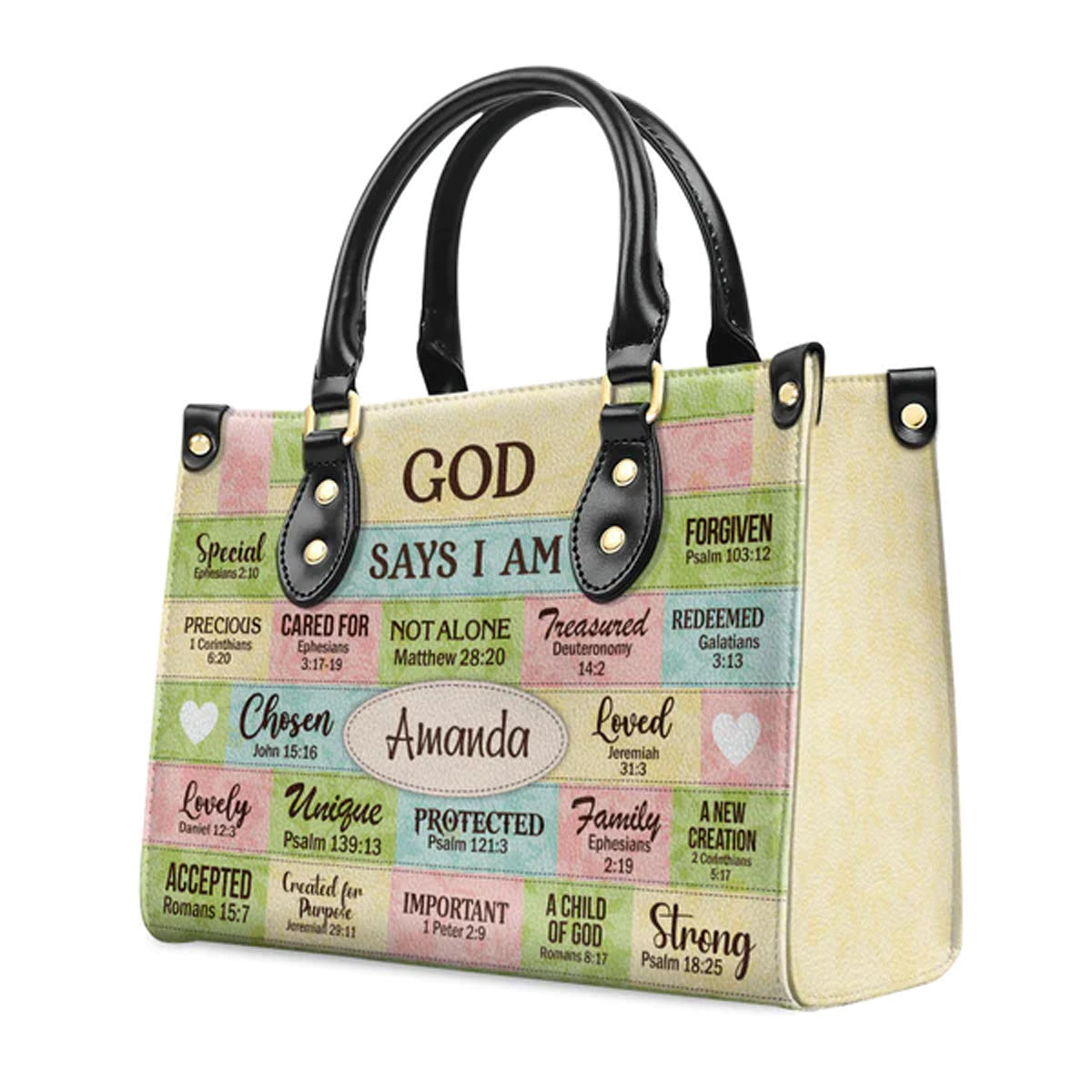 God Says I Am Personalized Leather Tote Bag