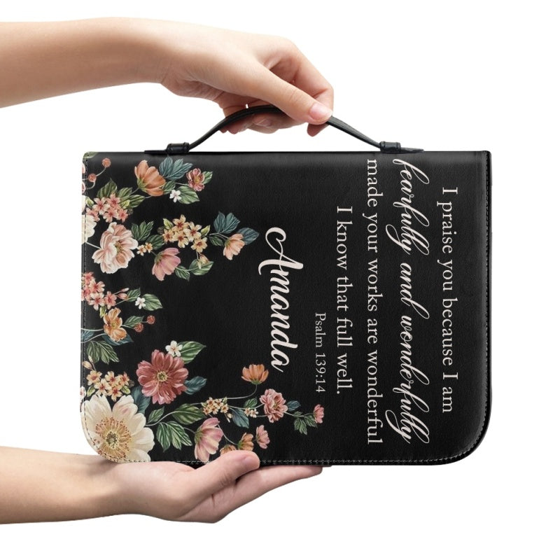 Personalized Floral Psalm 139:14 Bible Cover