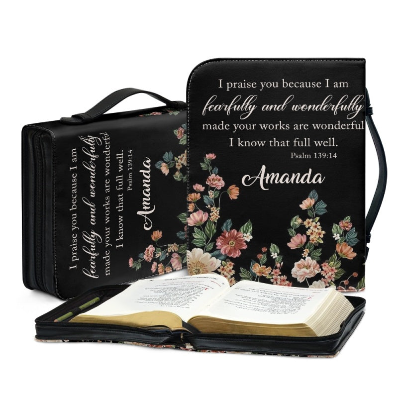 Personalized Floral Psalm 139:14 Bible Cover