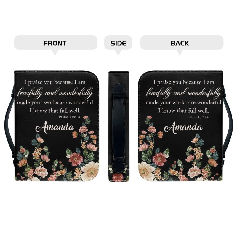 Personalized Floral Psalm 139:14 Bible Cover