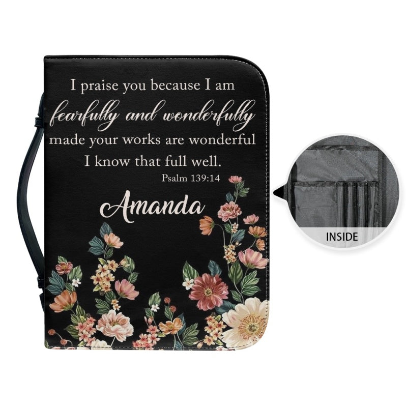 Personalized Floral Psalm 139:14 Bible Cover
