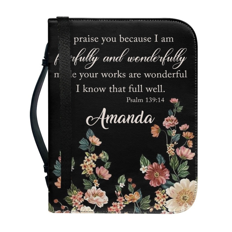 Personalized Floral Psalm 139:14 Bible Cover